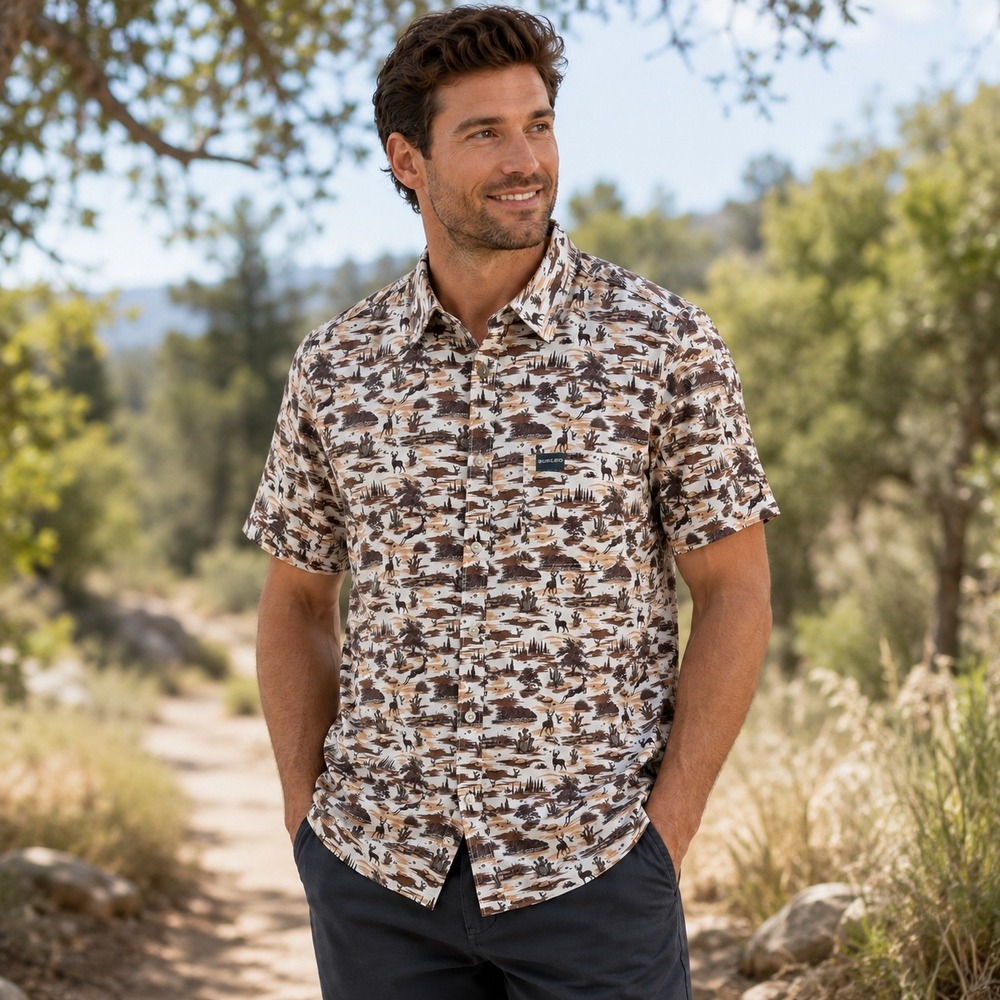 Burlebo New Brush Country Performance button Down Shirt Mens Medium NWT